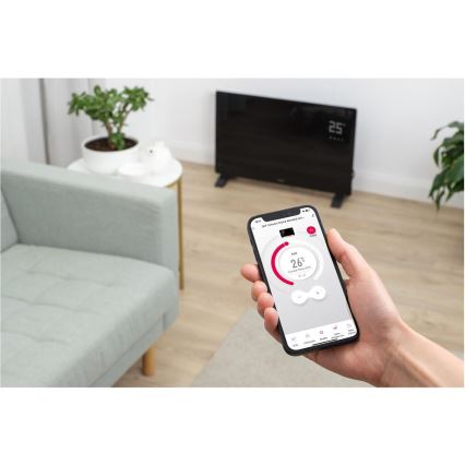 Sencor - Интелигентен директен електрически нагревател/конвектор 2000W/230V IP24 Wi-Fi черен + дистанционно управление