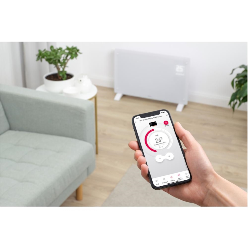 Sencor - Умен електрически конвектор/нагревател 2000W/230V IP24 Wi-Fi, бял + дистанционно управление