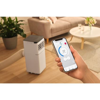 Sencor - Умен преносим климатик 3 в 1 с пълен комплект аксесоари, 815 W / 230 V, 8000 BTU, Wi‑Fi, бял + дистанционно управление