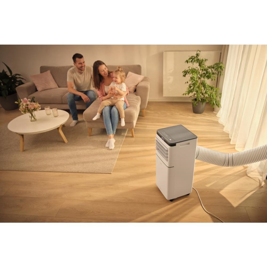 Sencor - Умен преносим климатик 3 в 1 с пълен комплект аксесоари, 815 W / 230 V, 8000 BTU, Wi‑Fi, бял + дистанционно управление