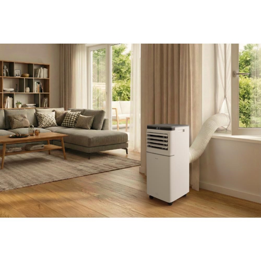 Sencor - Умен преносим климатик 3 в 1 с пълен комплект аксесоари, 815 W / 230 V, 8000 BTU, Wi‑Fi, бял + дистанционно управление