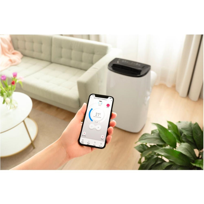 Sencor - Смарт мобилен климатик 4 в 1 с пълен комплект аксесоари 1700W/230V 12000 BTU Wi-Fi бял + дистанционно управление