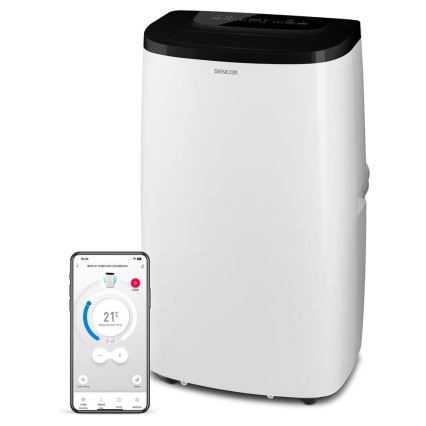 Sencor - Смарт мобилен климатик 4 в 1 с пълен комплект аксесоари 1700W/230V 12000 BTU Wi-Fi бял + дистанционно управление