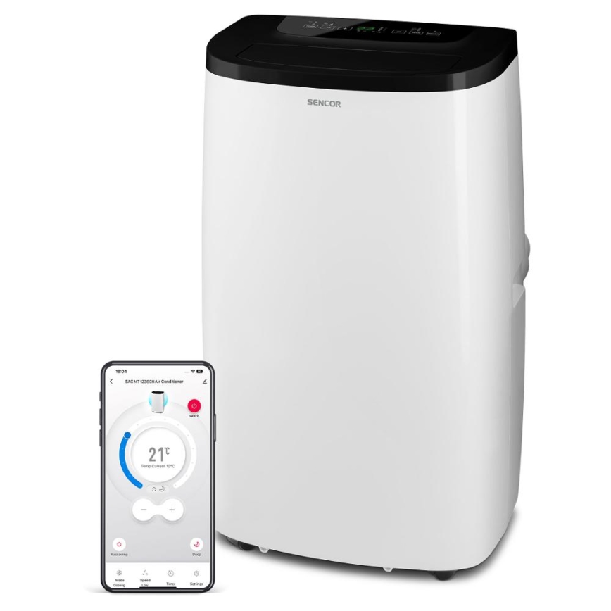 Sencor - Смарт мобилен климатик 4 в 1 с пълен комплект аксесоари 1700W/230V 12000 BTU Wi-Fi бял + дистанционно управление
