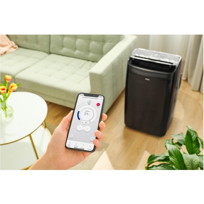 Sencor - Умен мобилен климатик 4 в 1 с пълен комплект аксесоари 900W/230V 9000 BTU Wi-Fi черен + дистанционно управление