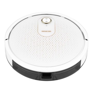 Sencor - Умен роботизиран прахосмукач с функция моп 2 в 1, 28W/2600 mAh, Wi-Fi, бял + дистанционно управление