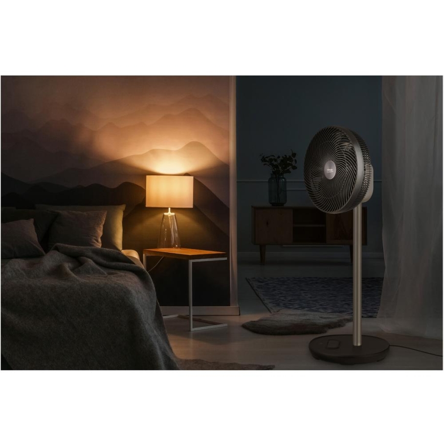 Sencor - Подов вентилатор 3D UltraSilent 26W/230V Wi‑Fi черен + дистанционно управление