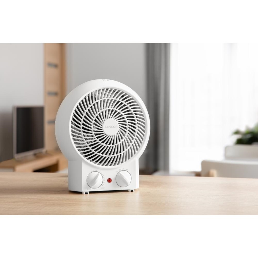 Sencor - Вентилатор с нагревателен елемент 1200/2000W/230V бял
