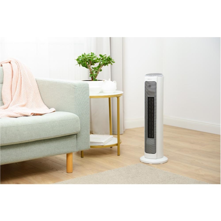 Sencor - Вентилатор с керамичен нагревател 2200W/230V Wi-Fi бял + дистанционно управление