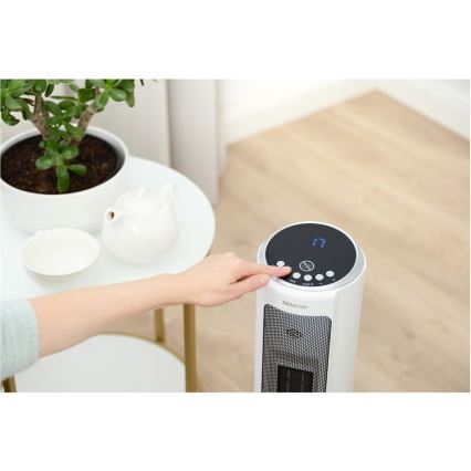 Sencor - Вентилатор с керамичен нагревател 2200W/230V Wi-Fi бял + дистанционно управление