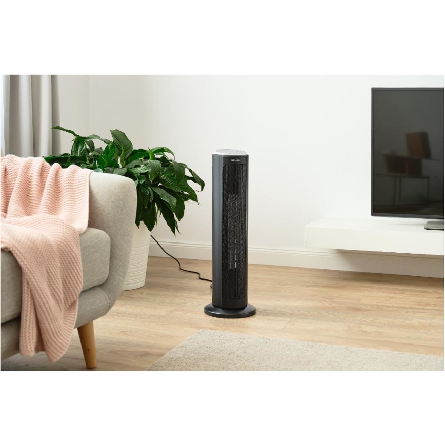 Sencor - Вентилатор с керамичен нагревател 1300/2200W/230V черен + дистанционно управление