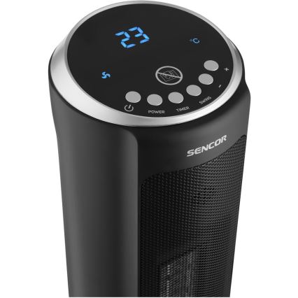 Sencor - Вентилатор с керамичен нагревател 1300/2200W/230V черен + дистанционно управление