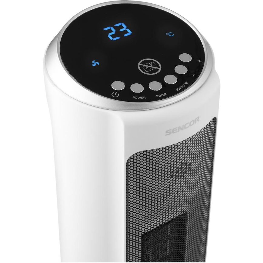 Sencor - Вентилатор с керамичен нагревател 2200W/230V Wi-Fi бял + дистанционно управление