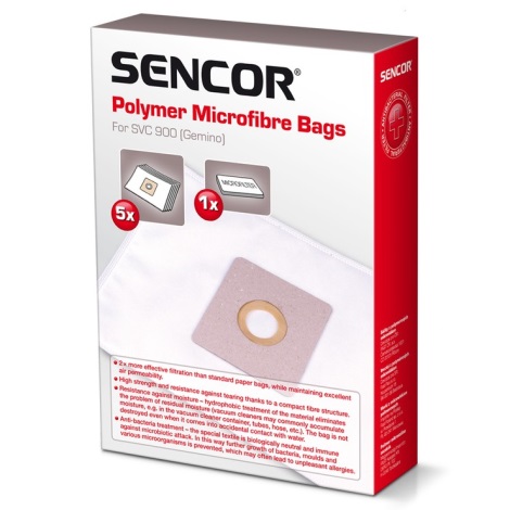 Sencor - К-кт 5бр. торбички + 1бр. микрофилтър за прахосмукачка