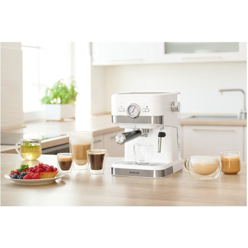 Sencor - Кафемашина с лост espresso 1050W/230V бял/матов хром