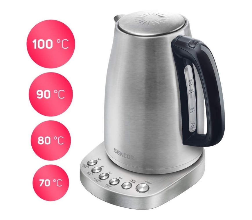 Sencor - Кана с терморегулация 1,7 л 2200W/230V неръждаема стомана