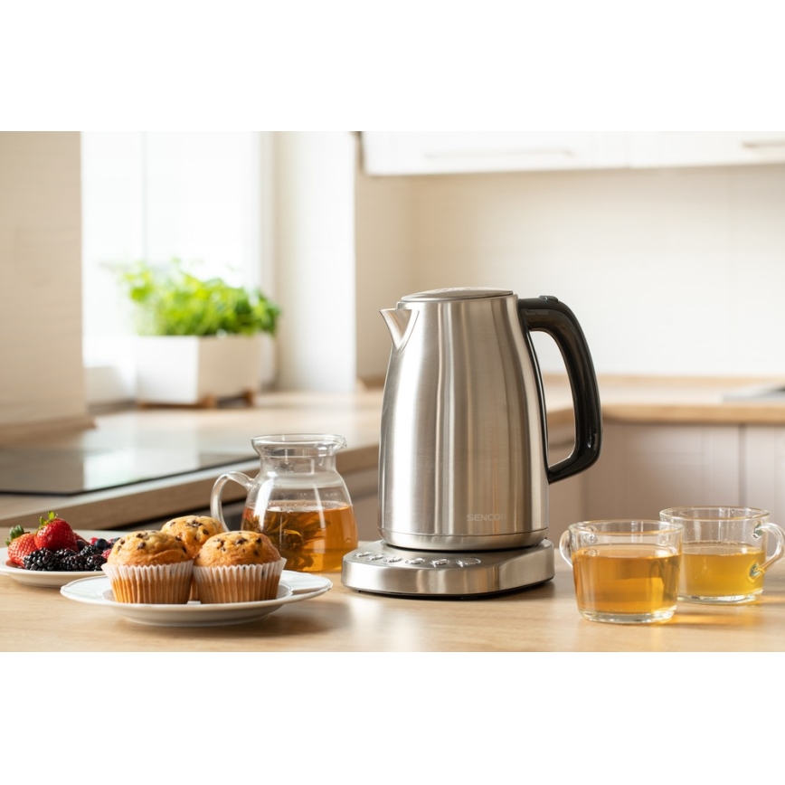 Sencor - Кана с терморегулация 1,7 л 2200W/230V неръждаема стомана
