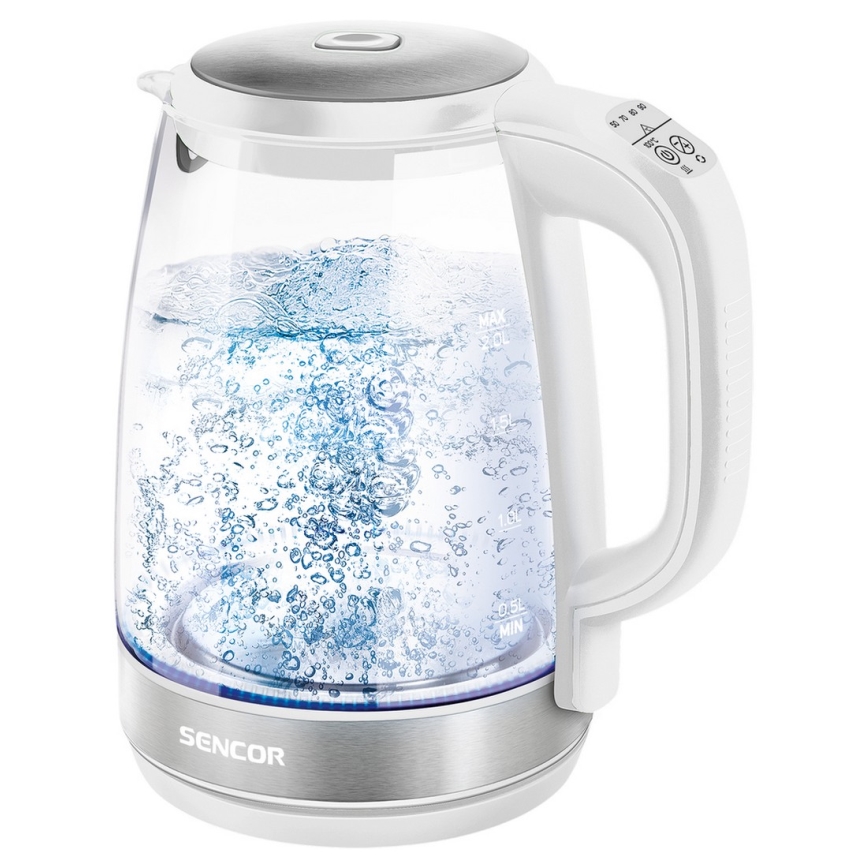 Sencor - Кана с терморегулация и LED подсветка 2 л 2200W/230V бяла