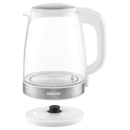 Sencor - Кана с терморегулация и LED подсветка 2 л 2200W/230V бяла