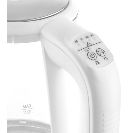 Sencor - Кана с терморегулация и LED подсветка 2 л 2200W/230V бяла