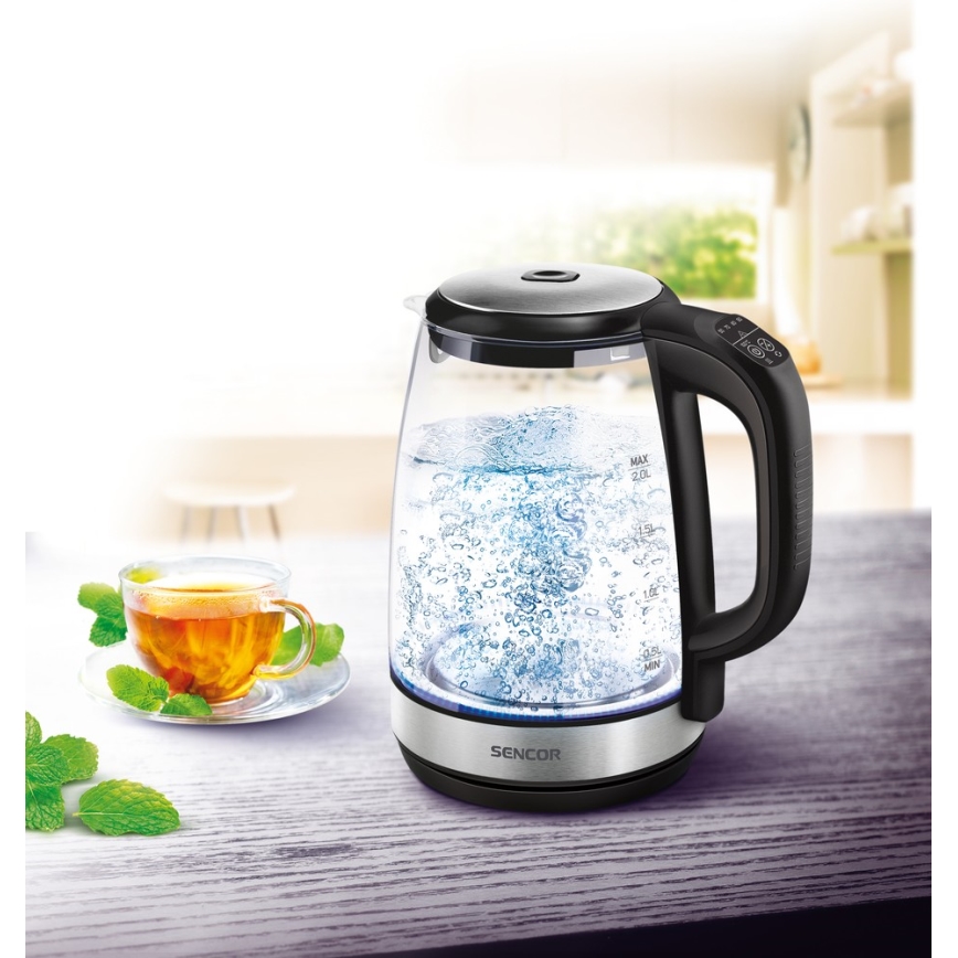 Sencor - Кана с терморегулация и LED подсветка 2 л 2200W/230V
