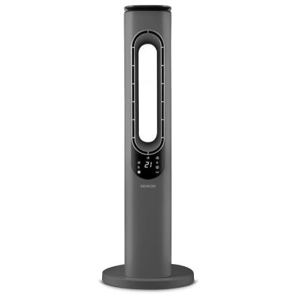 Sencor - Кулен безлопастен вентилатор с керамичен нагревател 1200/2000W/230V антрацит + дистанционно управление