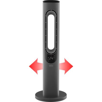 Sencor - Кулен безлопастен вентилатор с керамичен нагревател 1200/2000W/230V антрацит + дистанционно управление