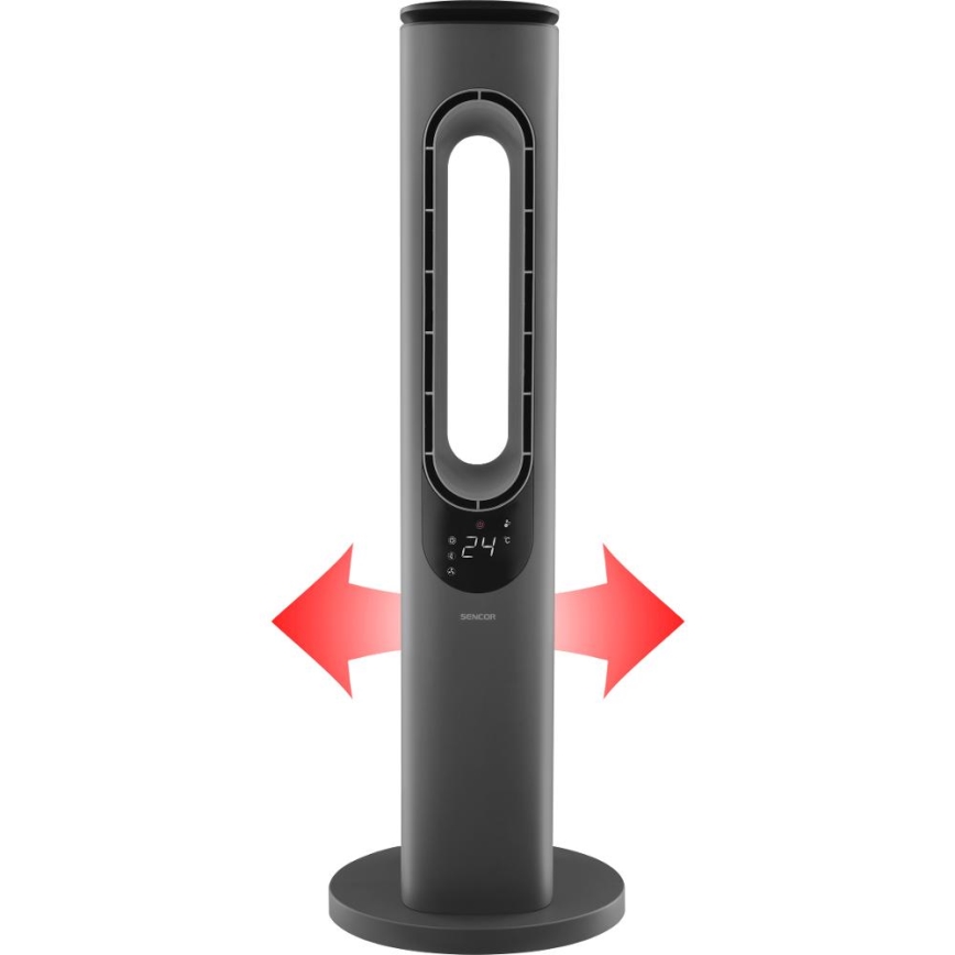 Sencor - Кулен безлопастен вентилатор с керамичен нагревател 1200/2000W/230V антрацит + дистанционно управление