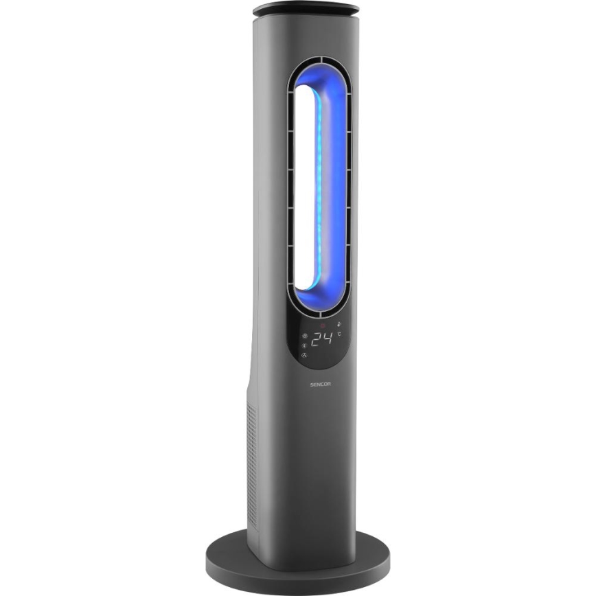 Sencor - Кулен безлопастен вентилатор с керамичен нагревател 1200/2000W/230V антрацит + дистанционно управление