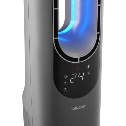 Sencor - Кулен безлопастен вентилатор с керамичен нагревател 1200/2000W/230V антрацит + дистанционно управление