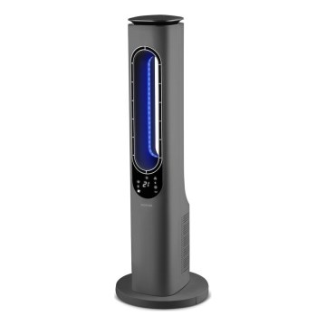 Sencor - Колонен керамичен безлопастен вентилатор 1200/2000W/230V антрацит + дистанционно управление