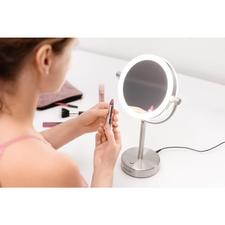 Sencor - Козметично огледало с LED подсветка LED/5W/230V неръждаема стомана