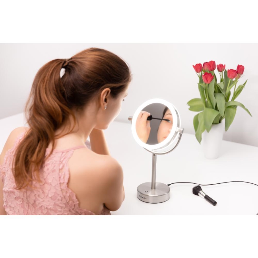 Sencor - Козметично огледало с LED подсветка LED/5W/230V неръждаема стомана