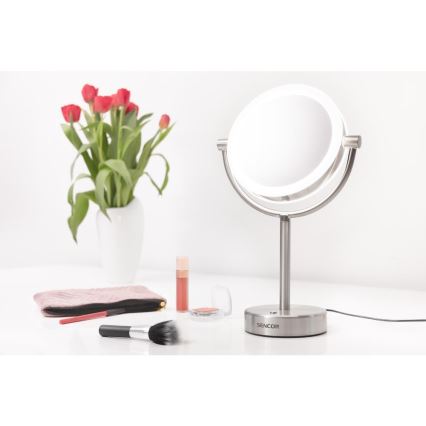 Sencor - Козметично огледало с LED подсветка LED/5W/230V неръждаем