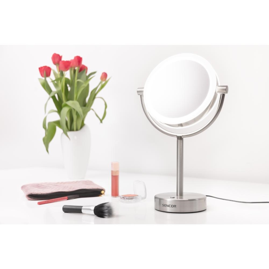 Sencor - Козметично огледало с LED подсветка LED/5W/230V неръждаем