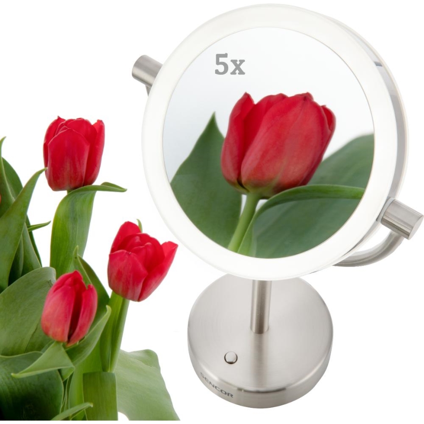 Sencor - Козметично огледало с LED подсветка LED/5W/230V неръждаем
