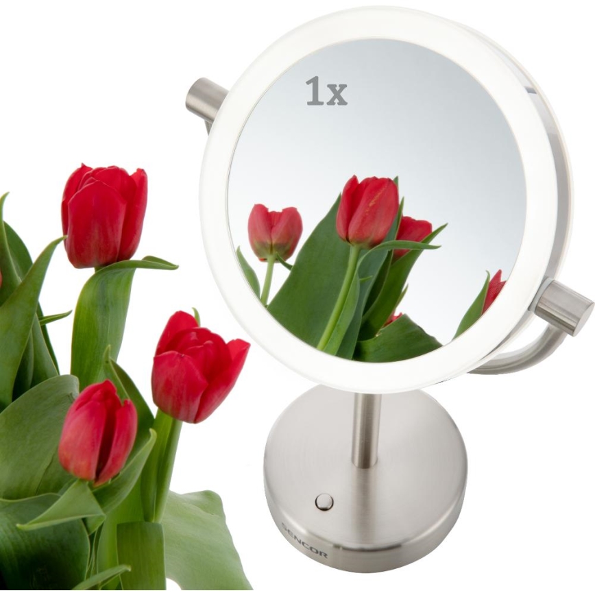Sencor - Козметично огледало с LED подсветка LED/5W/230V неръждаем