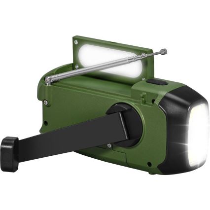 Sencor - Къмпинг радио със соларен панел и LED фенер 5V/2000 mAh IPX4 зелено