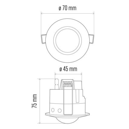 Сензор за движение на тавана PIR B 360 ° 1200W / 230V бял