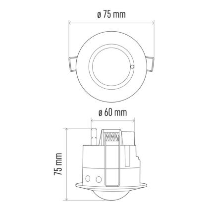 Сензор за движение за таван на микровълни MW B 360 ° 1200W / 230V бялý