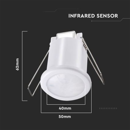 Сензор за движение за вграждане PIR 360° 400W/230V бял