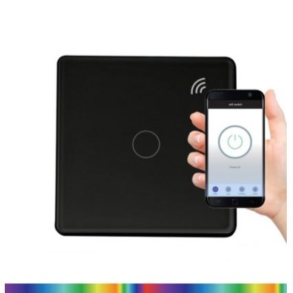 Сензорен превключвател 1-полюсен SMART 800W/230V черен Wi-Fi Tuya