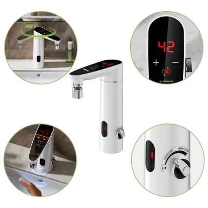 Сензорен проточен бойлер с LED дисплей 3000W/230V IPX4 бял