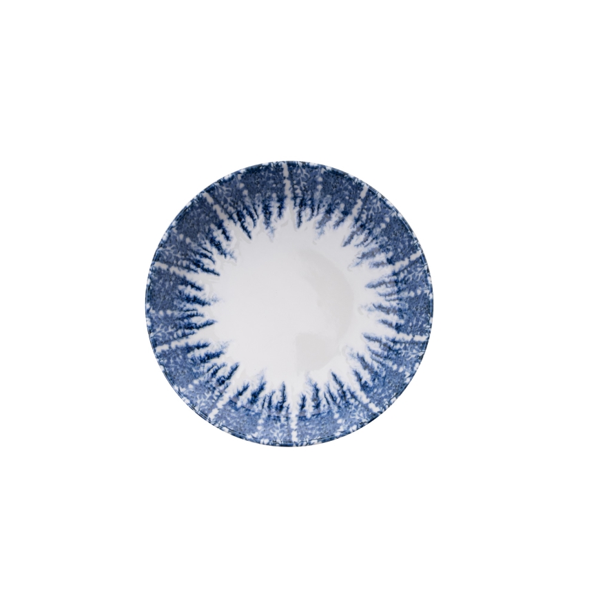 Сервиз за хранене, 12 части, бял/син, порцелан