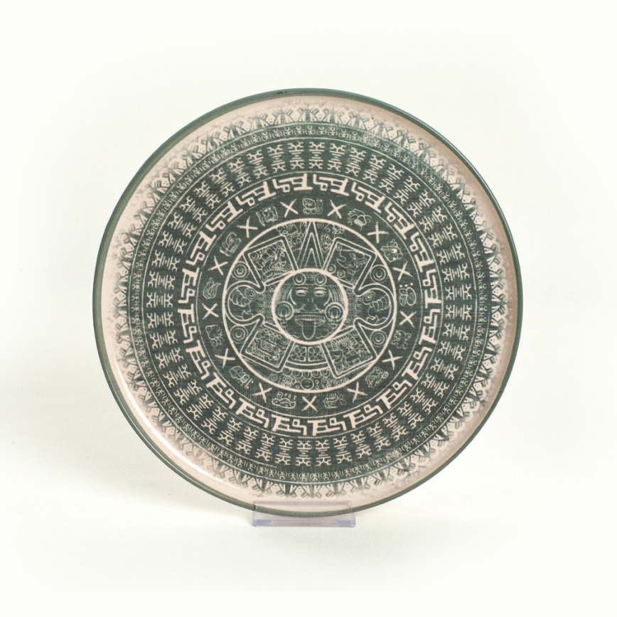 Сервиз за хранене 24 части бежов/зелен/каменна керамика