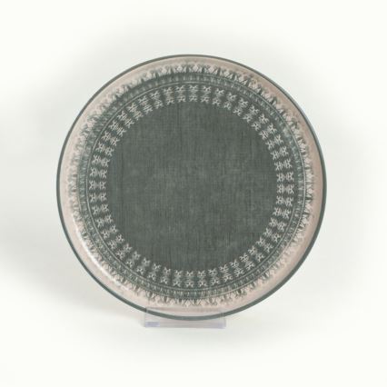 Сервиз за хранене 24 части бежов/зелен/каменна керамика