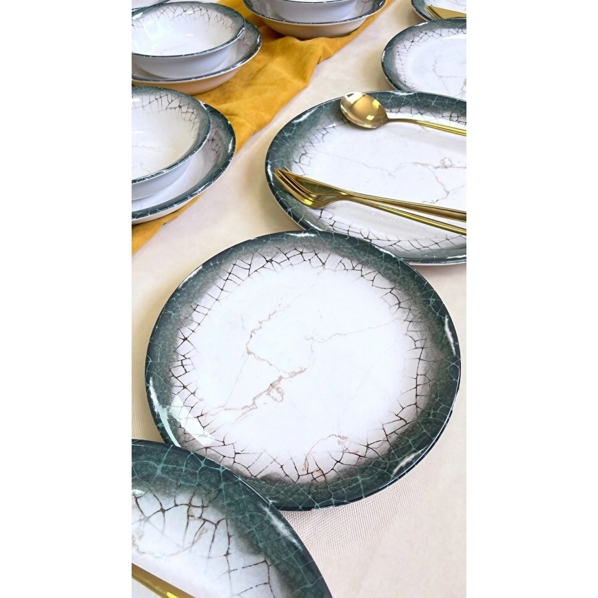 Сервиз за хранене, 24 части, бял/антрацит/керамика