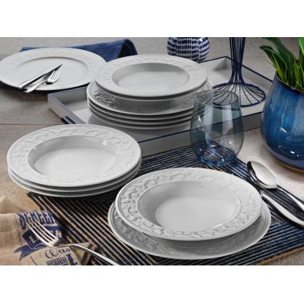 Сервиз за хранене, 24 части, бял порцелан