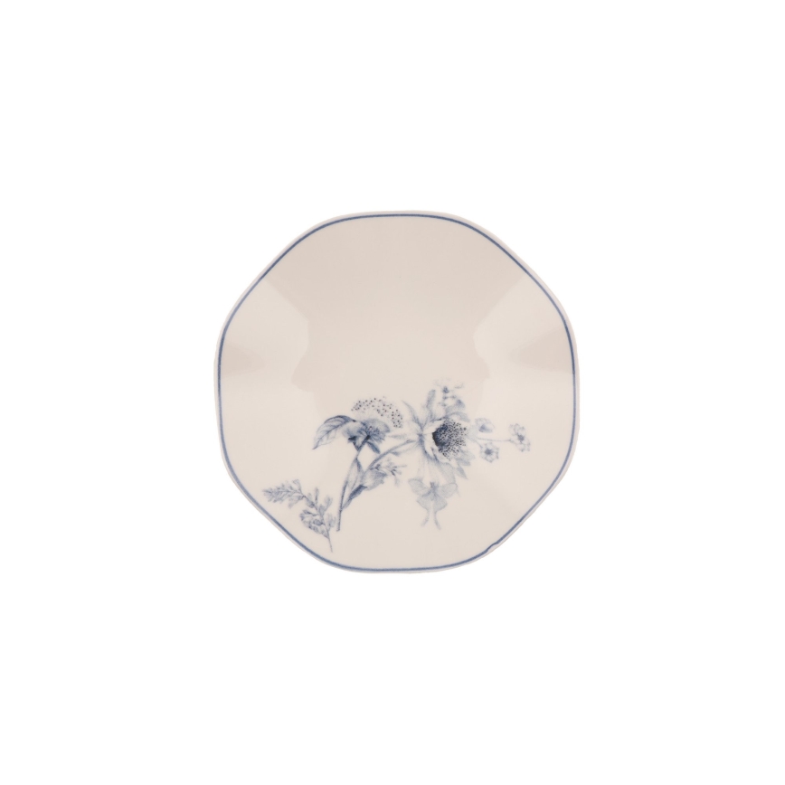 Сервиз за хранене, 24 части, бял/син, порцелан