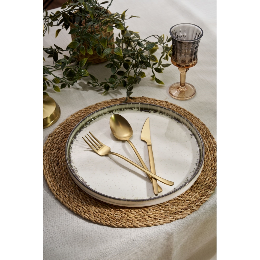 Сервиз за хранене 24 части, бял/кафяв, порцелан